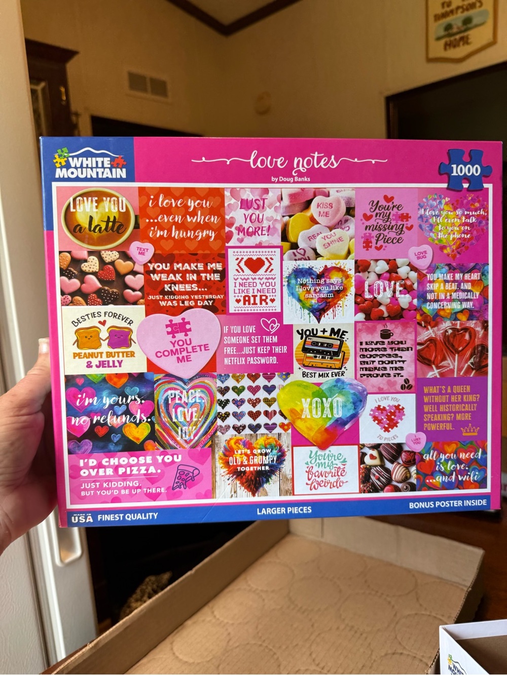 White Mountain Multicolor Heart Collage Puzzle - Love Notes
